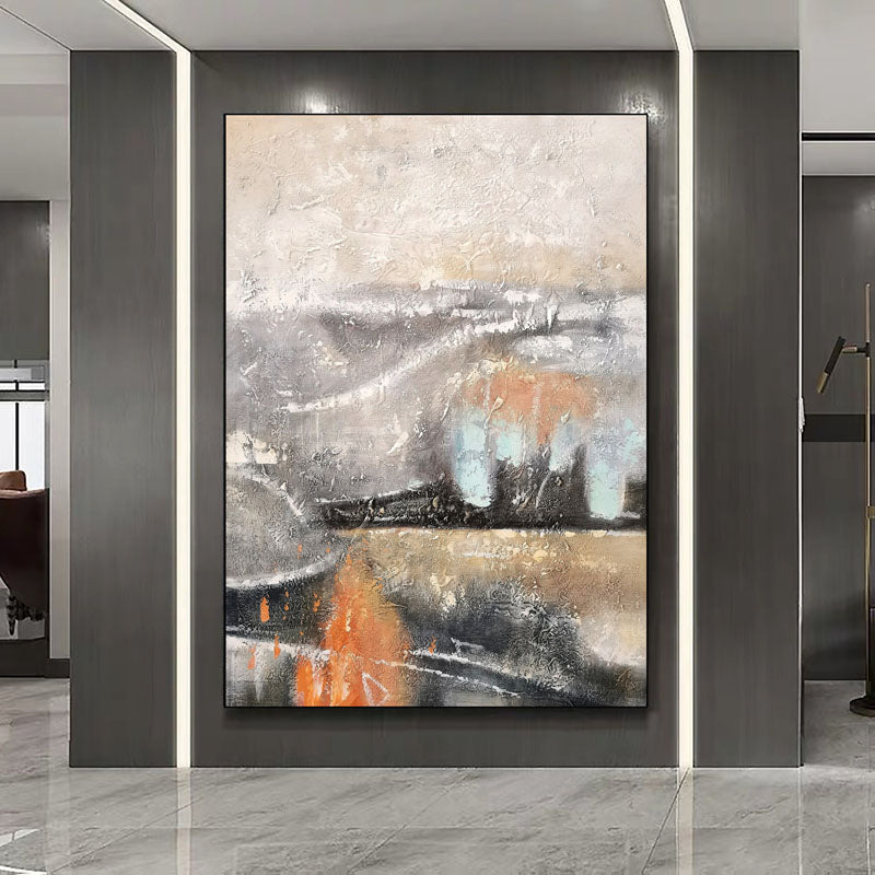 Abstract Oil Painting of Fiery Landscapes with Dynamic Brushstrokes