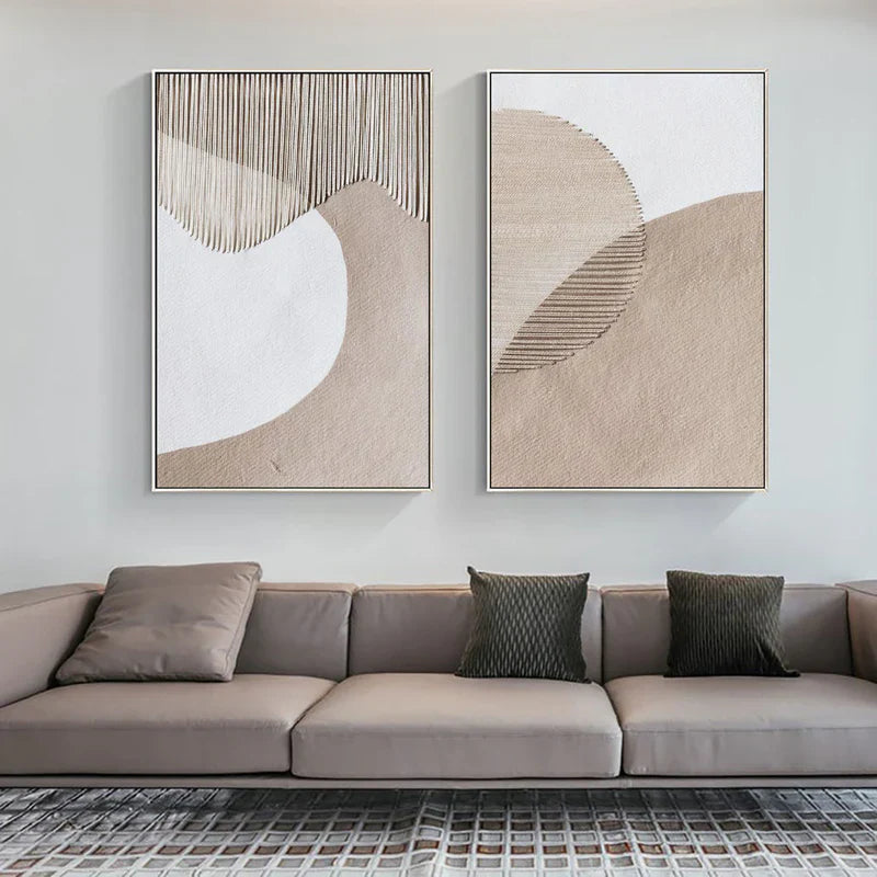 Neutral Beige and Brown Abstract Canvas Art for Modern Home Decor