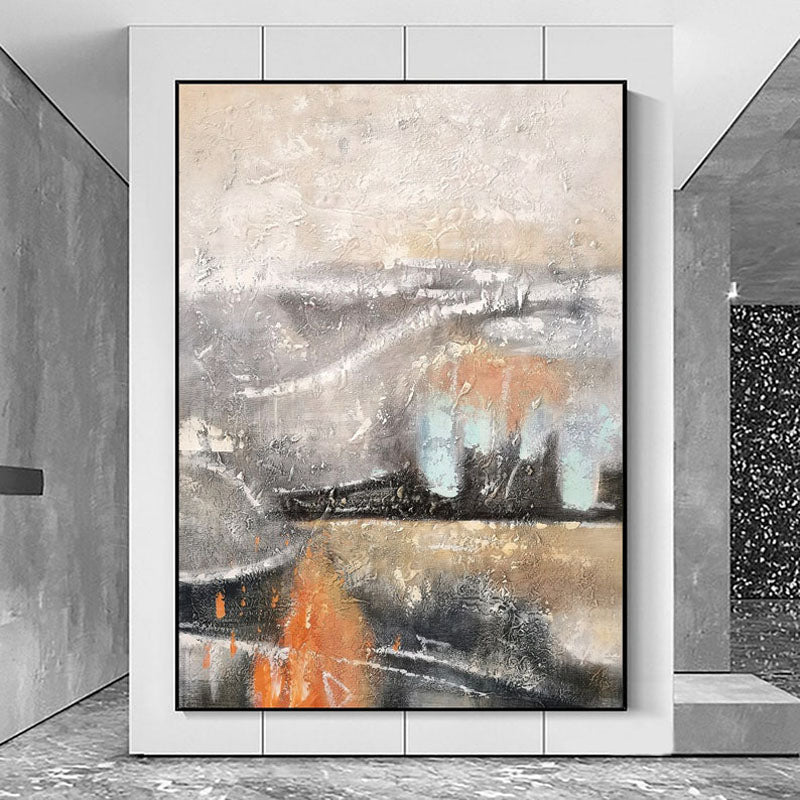 Abstract Oil Painting of Fiery Landscapes with Dynamic Brushstrokes