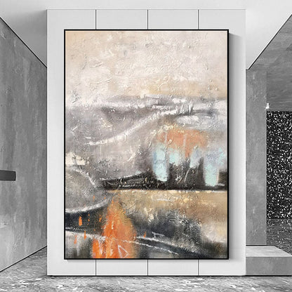 Abstract Oil Painting of Fiery Landscapes with Dynamic Brushstrokes