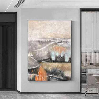 Abstract Oil Painting of Fiery Landscapes with Dynamic Brushstrokes