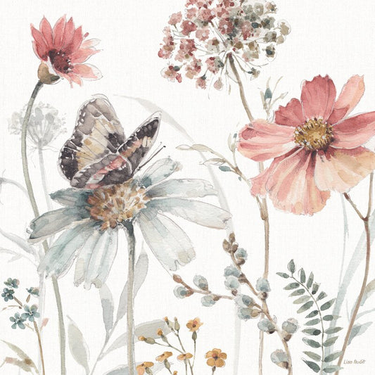 Charming Floral Landscape with Butterfly