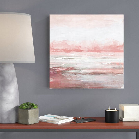 Serene Abstract Blush Landscape Oil Painting for Modern Home Décor
