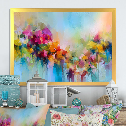 Vibrant Abstract Flower Bouquet Oil Painting for Bright Home D√©cor