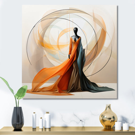Vibrant Abstract Oil Painting of Contemporary African Dancer in Flowing Drapes