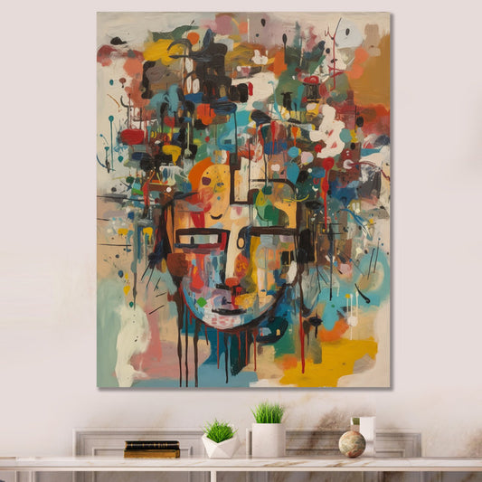 Colorful Abstract Face Portrait for Modern Home Decor and Art Enthusiasts