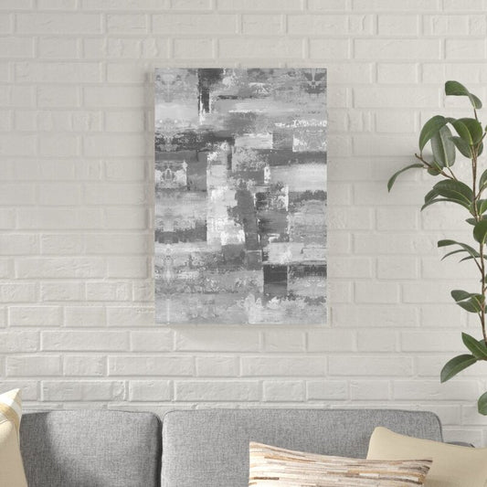 Contemporary Gray Abstract Oil Painting for Modern Home Decor