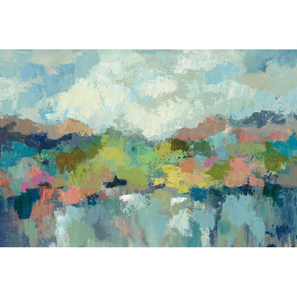 Colorful Abstract Lakeside Landscape Oil Painting