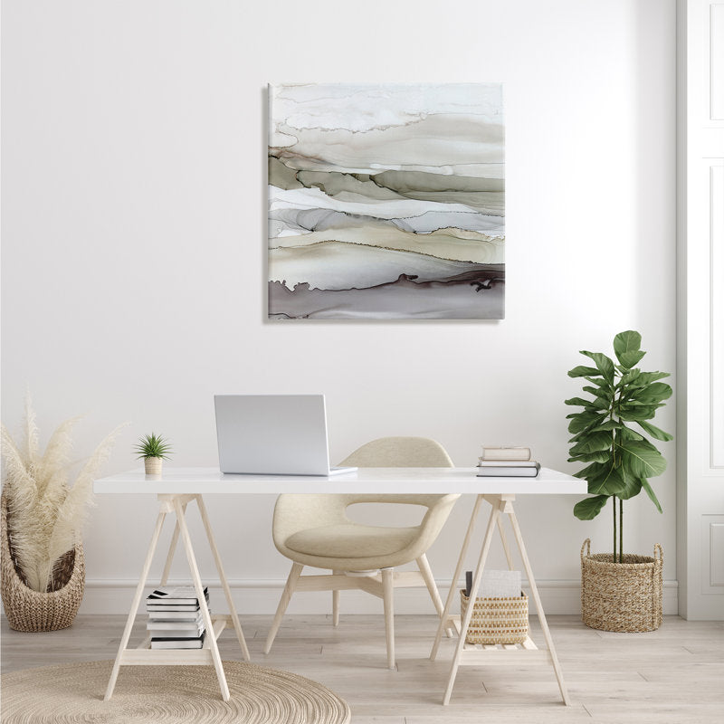 Serene Abstract Mountain Landscape in Brown and Gray Tones