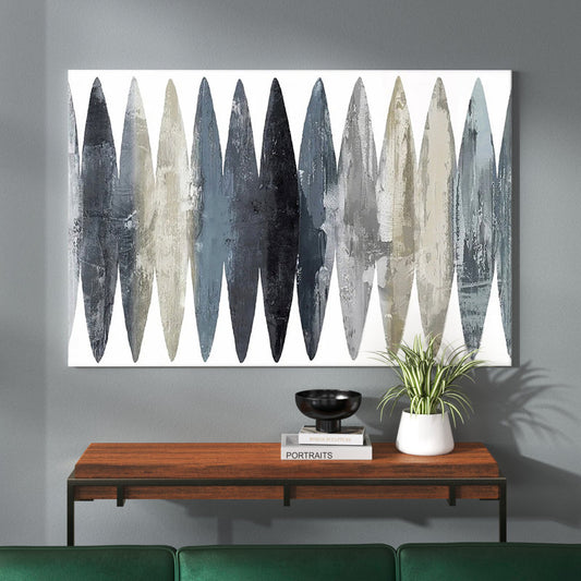 Modern Abstract Surfboard Art in Gray Tones for Stylish Home Decor