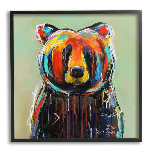 Vibrant Abstract Bear Art Print – Urban Colorful Graffiti Style Painting Decor