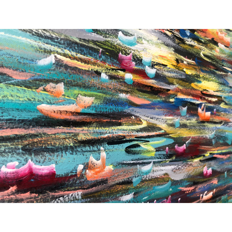 Enchanting Abstract Water Lily Oil Painting for Modern Art Lovers