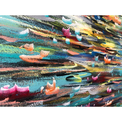 Enchanting Abstract Water Lily Oil Painting for Modern Art Lovers