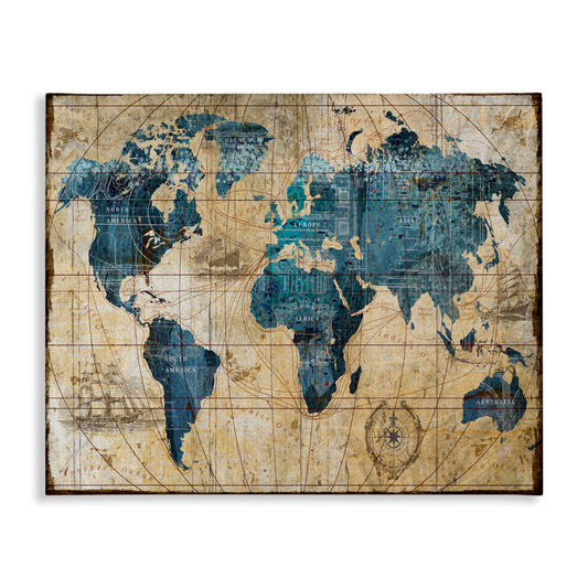 Elegant Abstract World Map Oil Painting for Home and Office Decor