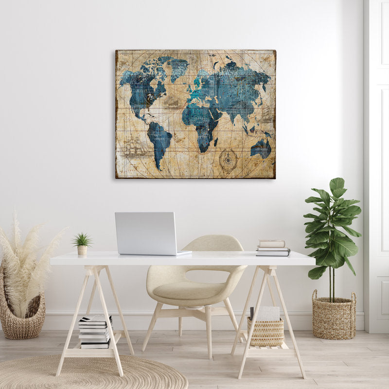 Elegant Abstract World Map Oil Painting for Home and Office Decor