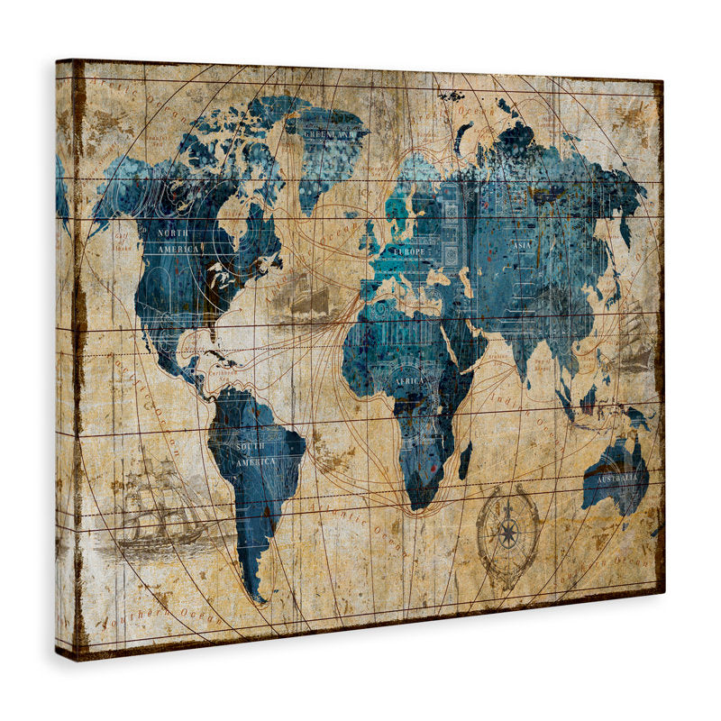 Elegant Abstract World Map Oil Painting for Home and Office Decor
