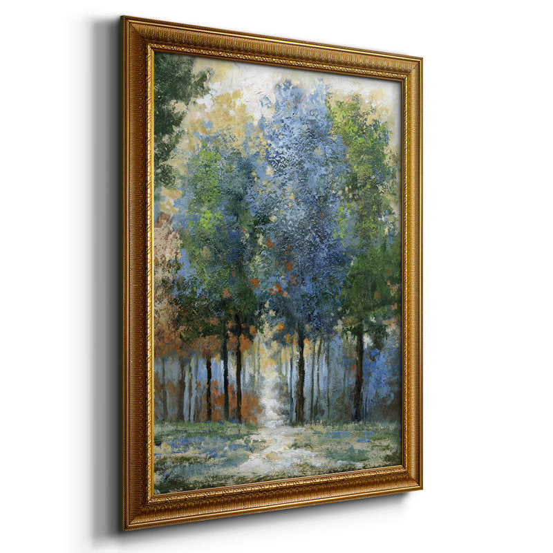 Serene Afternoon Light Oil Painting of Vibrant Trees in Nature