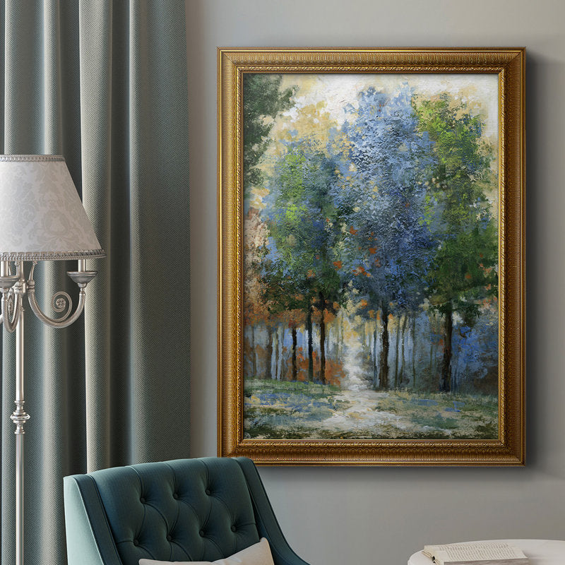 Serene Afternoon Light Oil Painting of Vibrant Trees in Nature