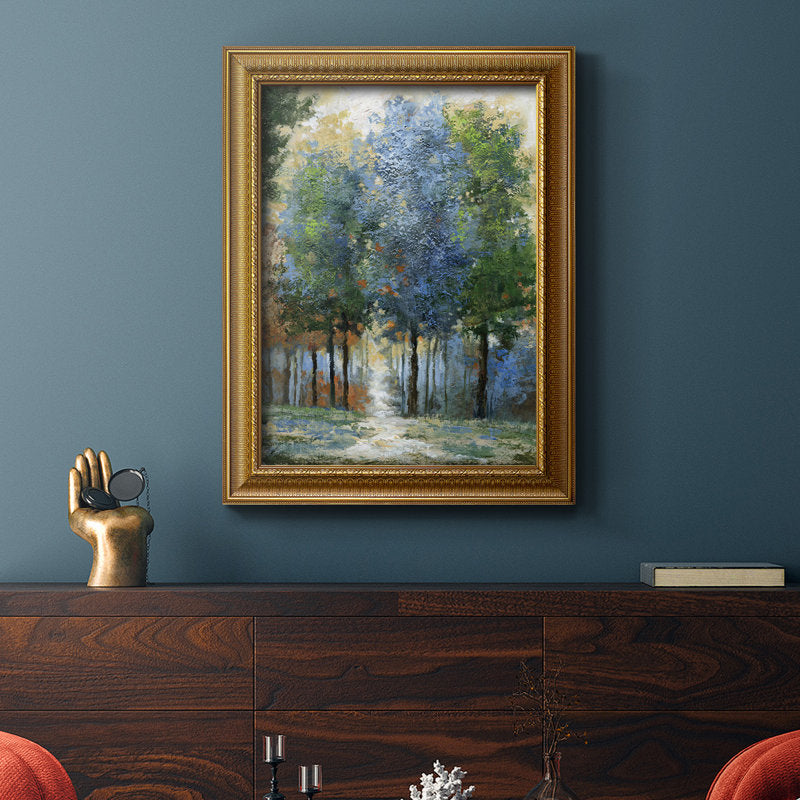 Serene Afternoon Light Oil Painting of Vibrant Trees in Nature
