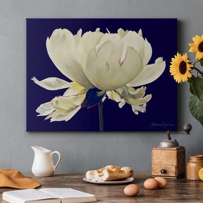 Elegant White Flower Oil Painting on Dark Background for Home D√©cor