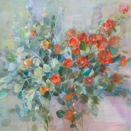 Vibrant Floral Burst: Oil Painting of Blooming Flowers