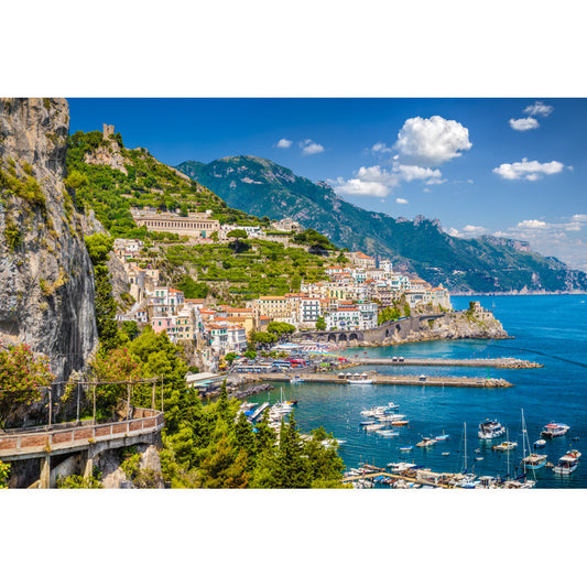 Stunning Amalfi Coast Oil Painting - Coastal Scenery and Vibrant Mediterranean Charm