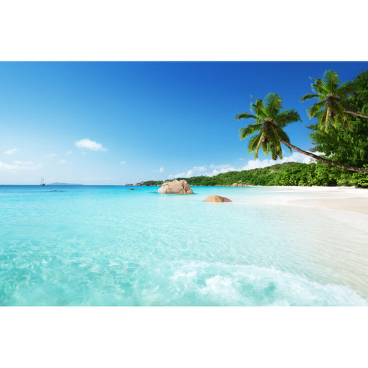 Serene Tropical Paradise at Anse Lazio Beach - Vibrant Oil Painting