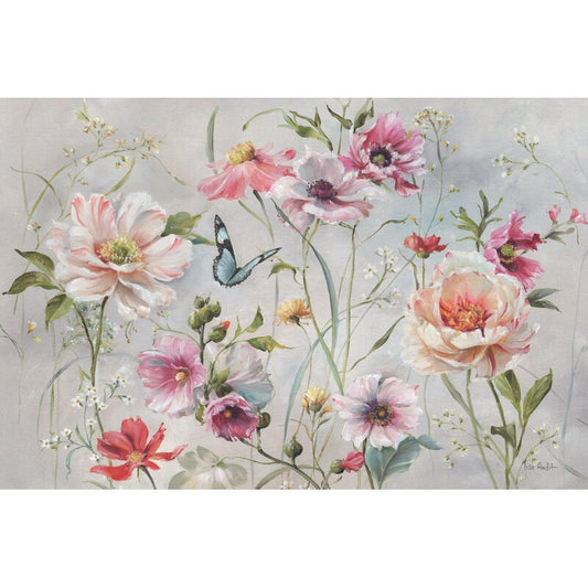 Charming Floral Oil Painting with Butterfly