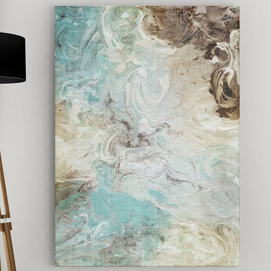 Elegant Aqua Marble Abstract Oil Painting for Modern Home Decor