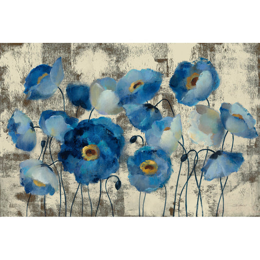 Vibrant Aquamarine Floral Oil Painting