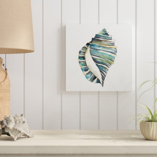 Elegant Blue Shell Watercolor Art Print