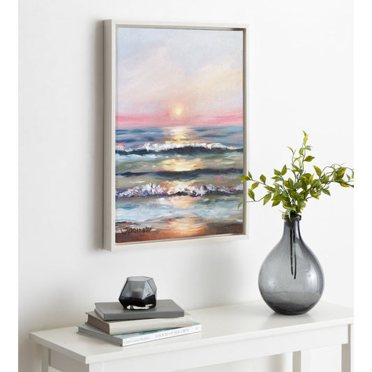 Serene Atlantic Sunset Oil Painting for Coastal Home Decor