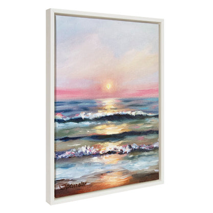 Serene Atlantic Sunset Oil Painting for Coastal Home Decor