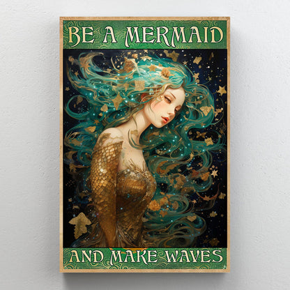 Enchanting Mermaid on Waves - Captivating Oil Painting for Home Décor