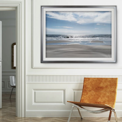 Serene Ocean Waves at Sunset - Tranquil Beach Oil Painting for Coastal Decor