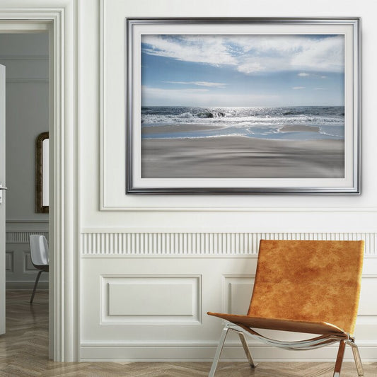 Serene Ocean Waves at Sunset - Tranquil Beach Oil Painting for Coastal Decor
