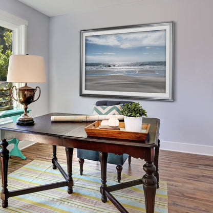 Serene Ocean Waves at Sunset - Tranquil Beach Oil Painting for Coastal Decor