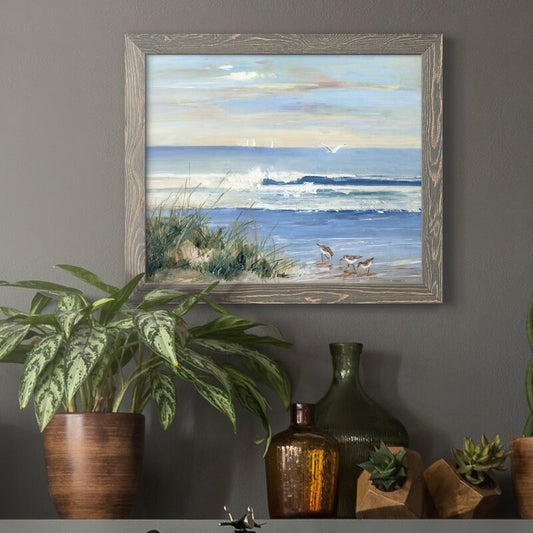 Coastal Serenity: Beach Combers Oil Painting Wall Art for Ocean Lovers