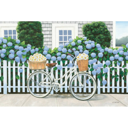 Charming Bicycle with Flowers and Blue Hydrangeas Oil Painting