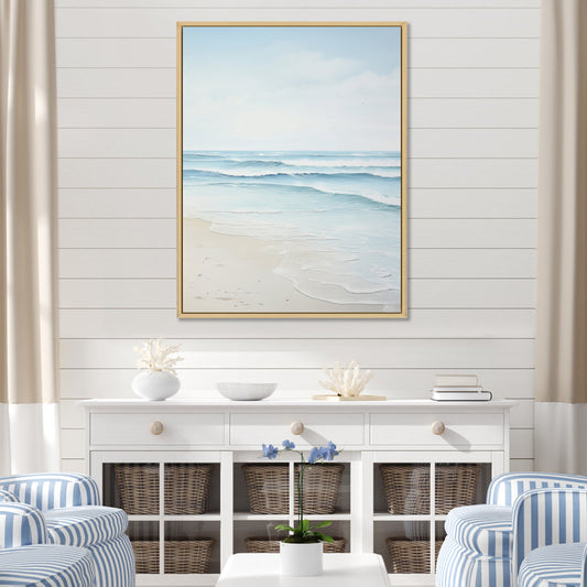 Serene Beach Landscape with Tranquil Waters and Gentle Ocean Waves