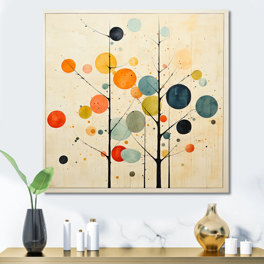 Colorful Mid Century Tree Art - Abstract Oil Painting for Modern Decor