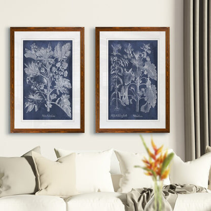 Indigo Botanical Art Set: Elegant Floral Oil Paintings for Home Decor