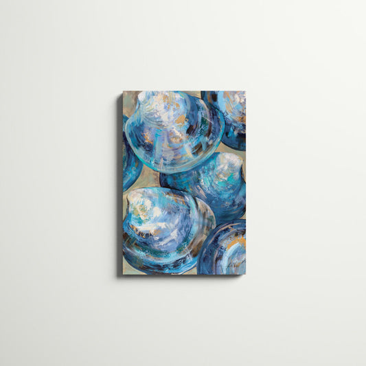 Elegant Blue Shells Oil Painting for Coastal Home Decor