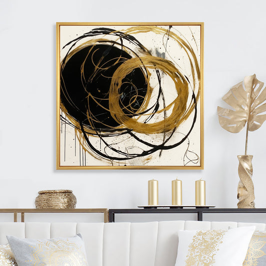Abstract Black and Gold Swirls - Modern Wall Art for Elegant Home Decor