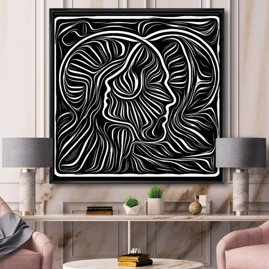 Abstract Black and White Awareness Portrait for Modern Home Decor