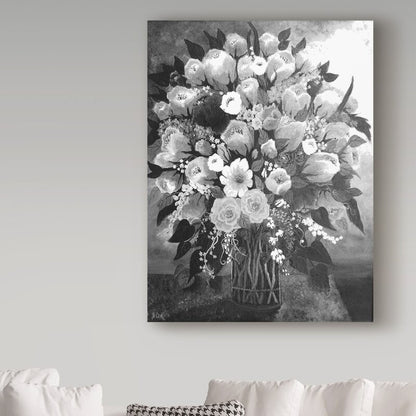 Elegant Black and White Floral Bouquet Oil Painting for Home Décor