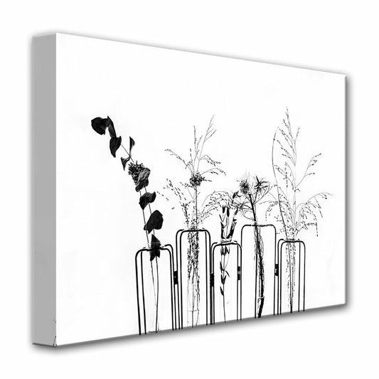 Elegant Black Floral Arrangement on Bright White Canvas Art