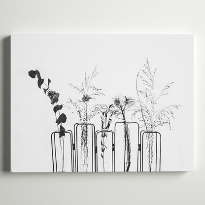 Elegant Black Floral Arrangement on Bright White Canvas Art