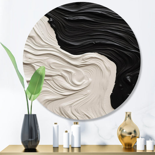 Elegant Black and White Abstract Oil Painting for Modern Home Decor