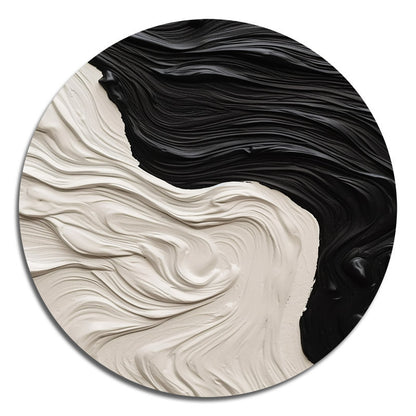 Elegant Black and White Abstract Oil Painting for Modern Home Decor